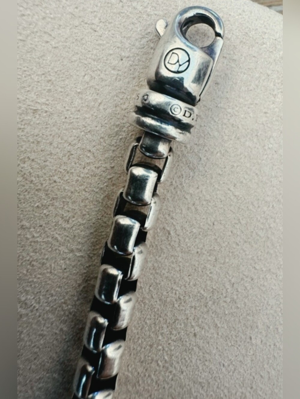 David Yurmab Sterling Silver Box Link 5mm, 8.5" Bracelet with Lobster Clasp - Picture 12 of 12